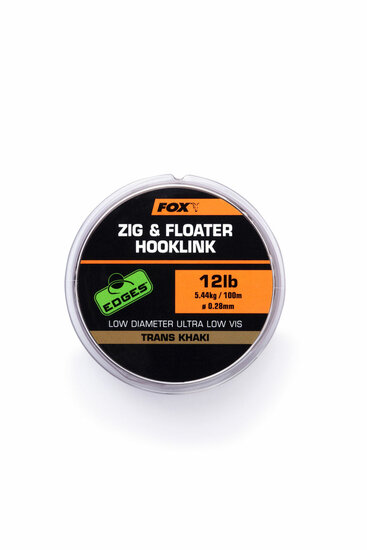 Zig &amp; Floater Hooklink Trans Khaki Edges Fox 12LB (5.44KG) 0.28MM