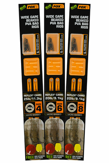Wide Gape Beaked PVA Camo Ready Rigs Barbed Edges Fox Karper Onderlijn