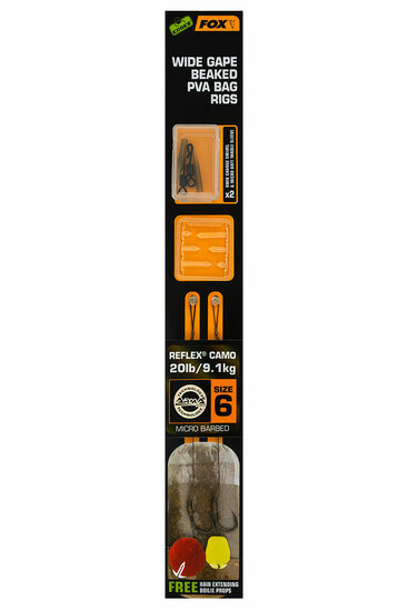 Wide Gape Beaked PVA Camo Ready Rigs Barbed Edges Fox Karper Onderlijn
