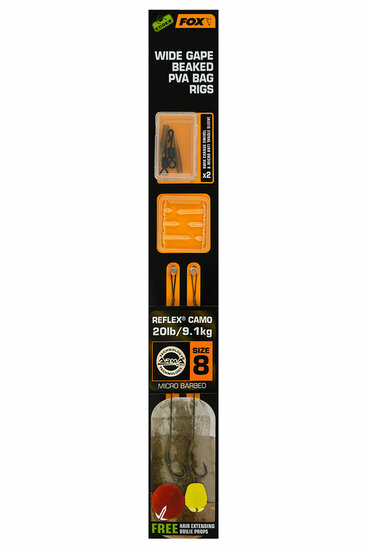 Wide Gape Beaked PVA Camo Ready Rigs Barbed Edges Fox Karper Onderlijn