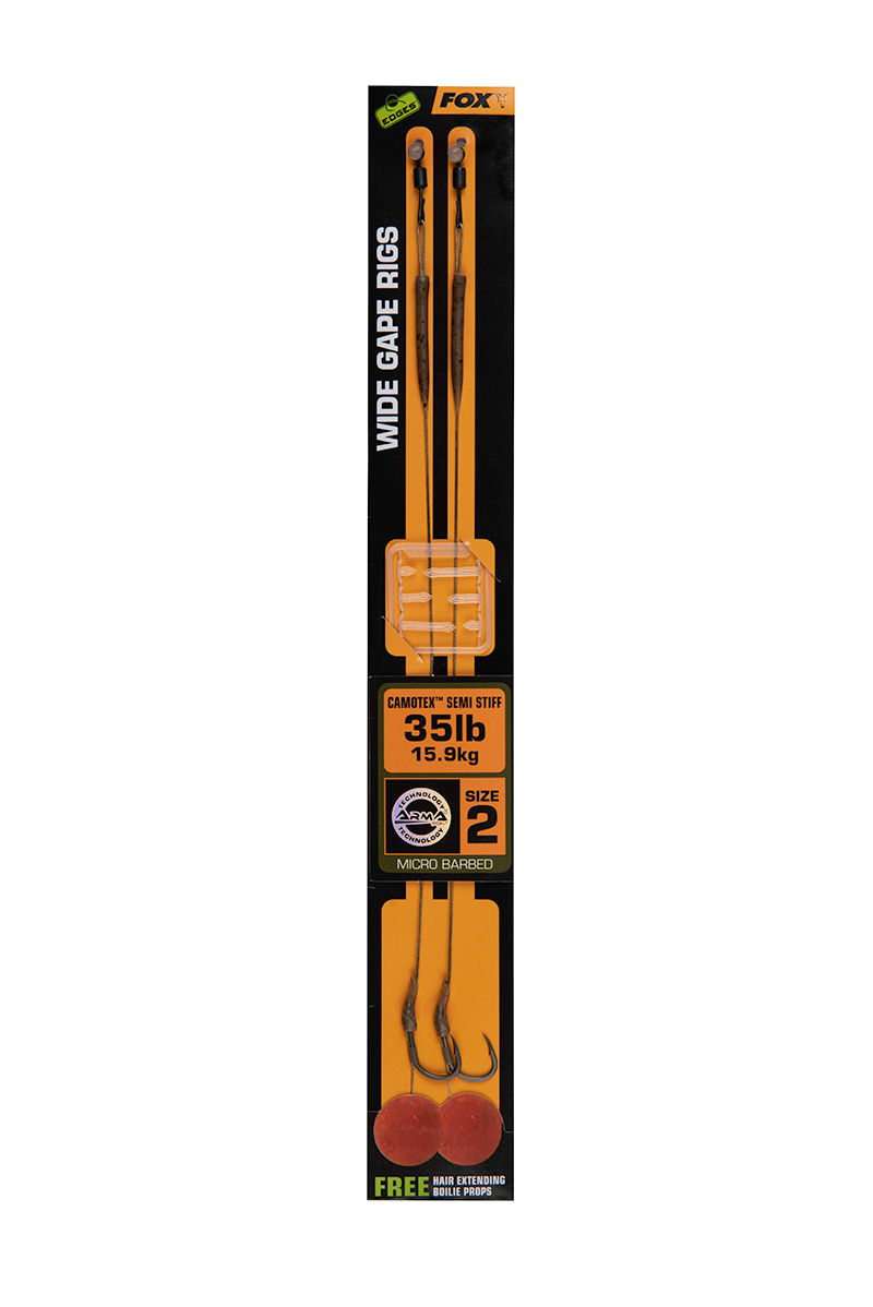Wide Gape Camotex Semi Stiff Ready Rigs Edges Fox  Size 2 (X2)