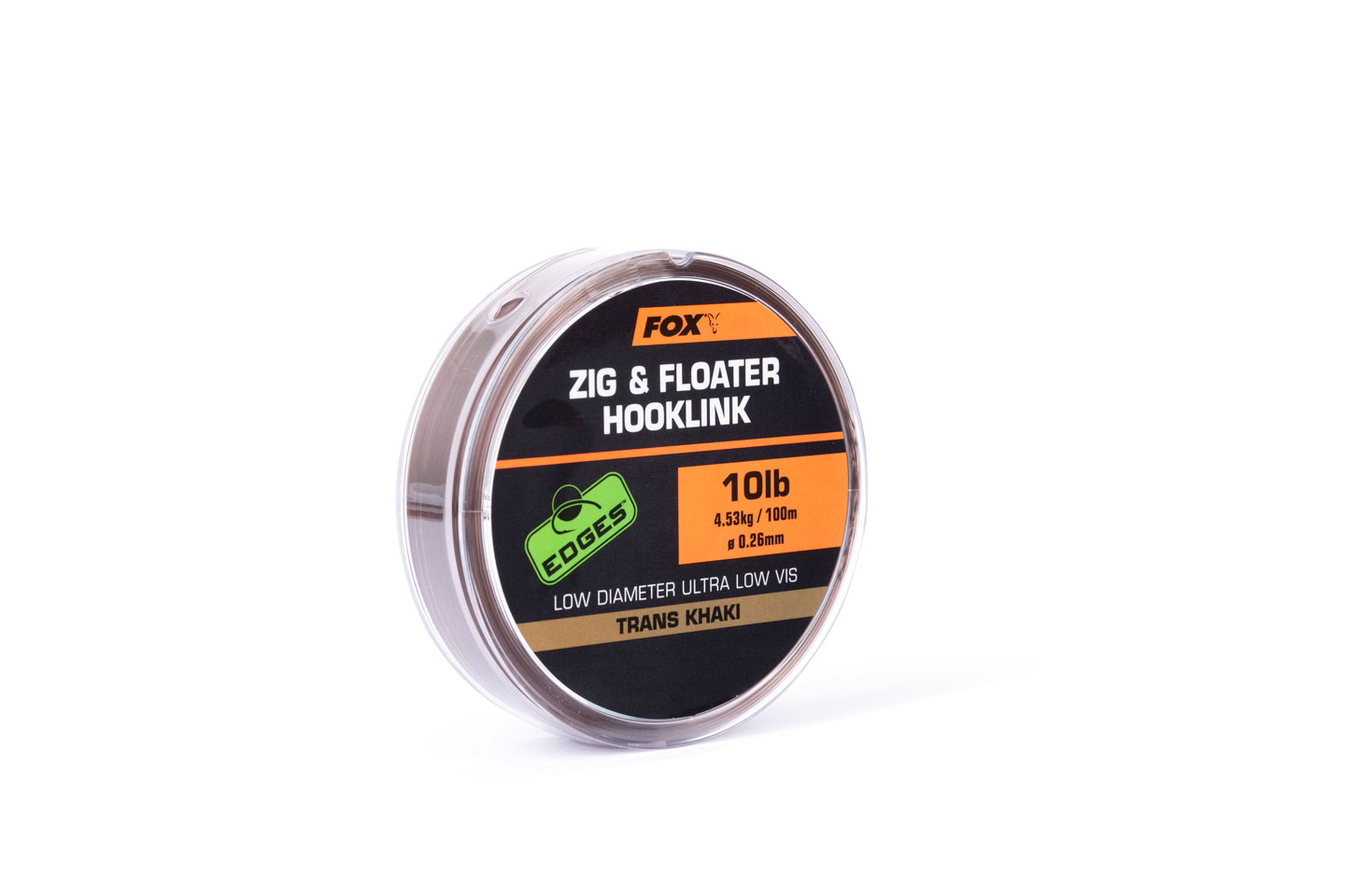 Zig & Floater Hooklink Trans Khaki Edges Fox 10LB (4.53KG) 0.26MM