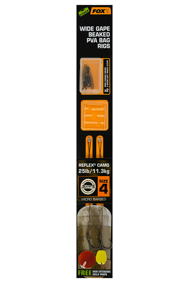 Wide Gape Beaked PVA Camo Ready Rigs Barbed Edges Fox Karper Onderlijn