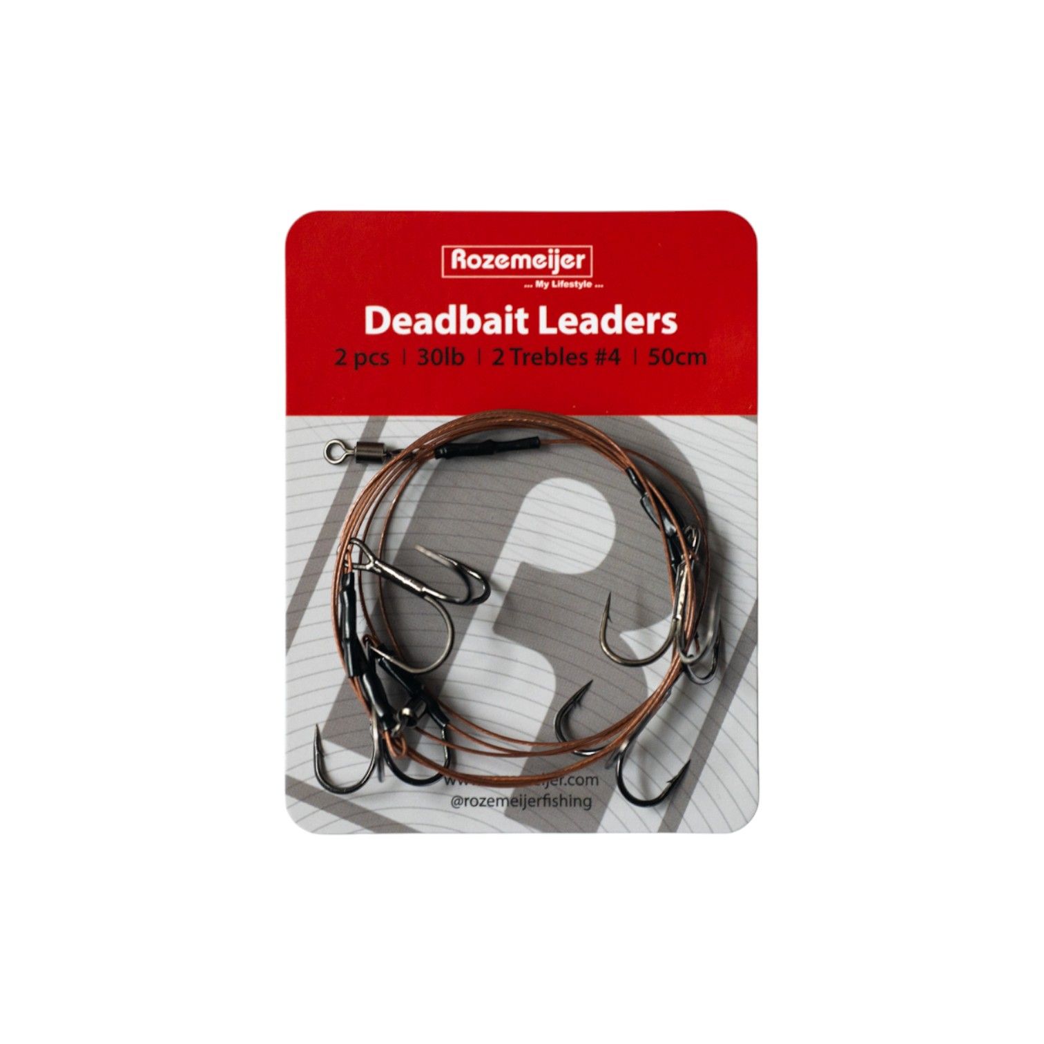 Deadbait Leaders 2x treble 50cm 30lb 2pcs